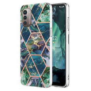 For Nokia G21 / G11 Electroplating IMD Splicing Marble TPU Phone Case(Blue Green)