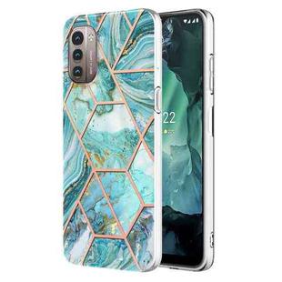 For Nokia G21 / G11 Electroplating IMD Splicing Marble TPU Phone Case(Blue)