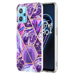 For OPPO Realme 9 Pro+ 5G Electroplating IMD Splicing Marble TPU Phone Case(Dark Purple)