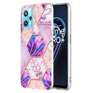 For OPPO Realme 9 Pro+ 5G Electroplating IMD Splicing Marble TPU Phone Case(Light Purple)