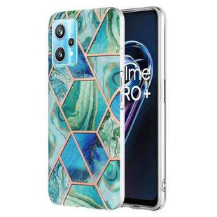 For OPPO Realme 9 Pro+ 5G Electroplating IMD Splicing Marble TPU Phone Case(Green)