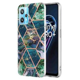 For OPPO Realme 9 Pro 5G Electroplating IMD Splicing Marble TPU Phone Case(Blue Green)