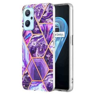 For OPPO Realme 9i / A36 / A96 4G Electroplating IMD Splicing Marble TPU Phone Case(Dark Purple)