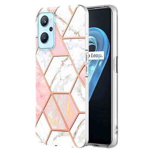 For OPPO Realme 9i / A36 / A96 4G Electroplating IMD Splicing Marble TPU Phone Case(Pink White)