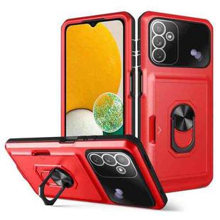 For Samsung Galaxy A13 5G Card Ring Holder PC + TPU Phone Case(Red+Black)