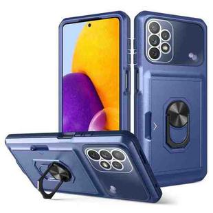For Samsung Galaxy A32 5G Card Ring Holder PC + TPU Phone Case(Blue)