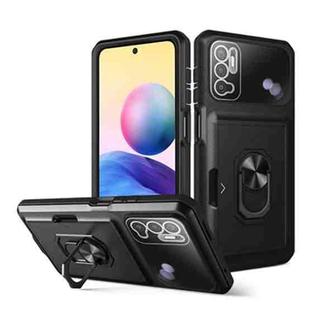 For Xiaomi Redmi Note 10 5G Card Ring Holder PC + TPU Phone Case(Black)