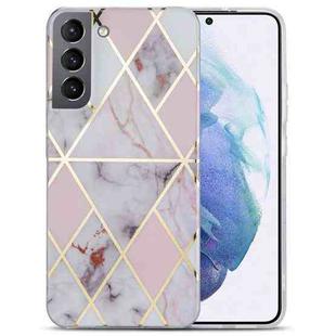 For Samsung Galaxy S22 5G Electroplating IMD Marble TPU Phone Case(Light Pink Grey)