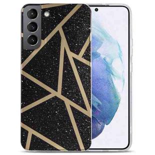 For Samsung Galaxy S22+ 5G Electroplating IMD Marble TPU Phone Case(Black)