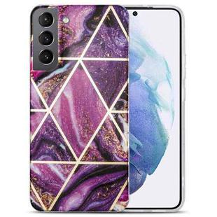 For Samsung Galaxy S22+ 5G Electroplating IMD Marble TPU Phone Case(Purple)