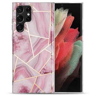 For Samsung Galaxy S22 Ultra 5G Electroplating IMD Marble TPU Phone Case(Rose Red)