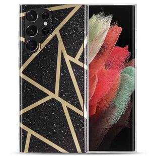 For Samsung Galaxy S22 Ultra 5G Electroplating IMD Marble TPU Phone Case(Black)