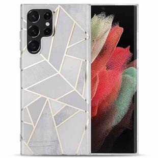 For Samsung Galaxy S22 Ultra 5G Electroplating IMD Marble TPU Phone Case(Grey)