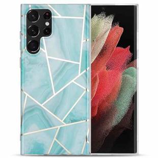 For Samsung Galaxy S22 Ultra 5G Electroplating IMD Marble TPU Phone Case(Green)