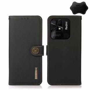 For Xiaomi Redmi 10C KHAZNEH Custer Genuine Leather RFID Phone Case(Black)
