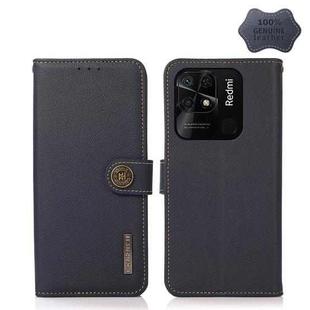 For Xiaomi Redmi 10C KHAZNEH Custer Genuine Leather RFID Phone Case(Blue)