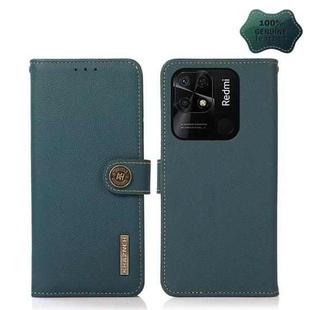 For Xiaomi Redmi 10C KHAZNEH Custer Genuine Leather RFID Phone Case(Green)