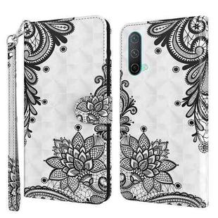For OnePlus Nord CE 5G 3D Painting Pattern TPU + PU Leather Phone Case(Diagonal Black Flower)