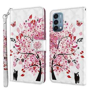 For OnePlus Nord N200 5G 3D Painting Pattern TPU + PU Leather Phone Case(Cat Under The Tree)
