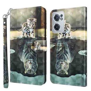 For OnePlus Nord CE 2 5G 3D Painting Pattern TPU + PU Leather Phone Case(Cat Tiger)
