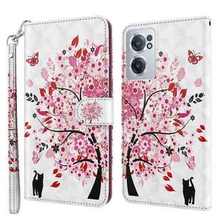 For OnePlus Nord CE 2 5G 3D Painting Pattern TPU + PU Leather Phone Case(Cat Under The Tree)