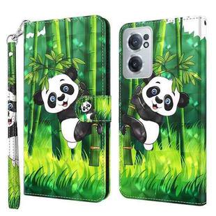 For OnePlus Nord CE 2 5G 3D Painting Pattern TPU + PU Leather Phone Case(Panda Climbing Bamboo)