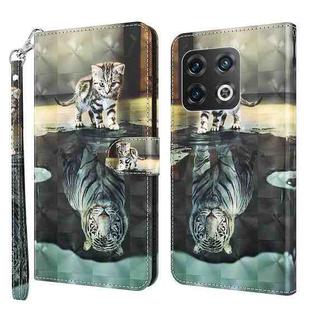 For OnePlus 10 Pro 3D Painting Pattern TPU + PU Leather Phone Case(Cat Tiger)