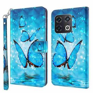 For OnePlus 10 Pro 3D Painting Pattern TPU + PU Leather Phone Case(Three Butterflies)