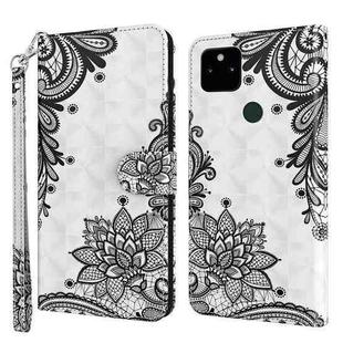 For Google Pixel 5a 5G 3D Painting Pattern TPU + PU Leather Phone Case(Diagonal Black Flower)