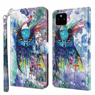 For Google Pixel 5a 5G 3D Painting Pattern TPU + PU Leather Phone Case(Watercolor Owl)
