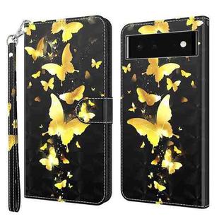 For Google Pixel 7 5G 3D Painting Pattern TPU + PU Leather Phone Case(Gold Butterfly)