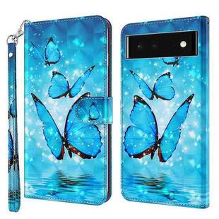 For Google Pixel 7 5G 3D Painting Pattern TPU + PU Leather Phone Case(Three Butterflies)