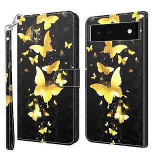 For Google Pixel 7 Pro 5G 3D Painting Pattern TPU + PU Leather Phone Case(Gold Butterfly)