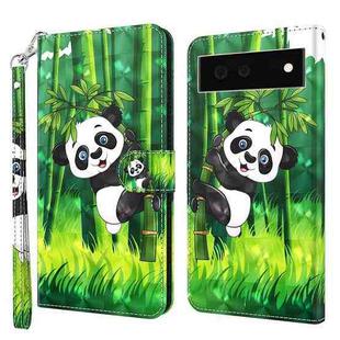 For Google Pixel 7 Pro 5G 3D Painting Pattern TPU + PU Leather Phone Case(Panda Climbing Bamboo)