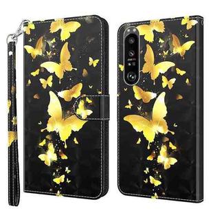 For Sony Xperia 1 II 3D Painting Pattern TPU + PU Leather Phone Case(Gold Butterfly)