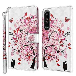 For Sony Xperia 1 II 3D Painting Pattern TPU + PU Leather Phone Case(Cat Under The Tree)