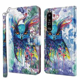 For Sony Xperia 1 II 3D Painting Pattern TPU + PU Leather Phone Case(Watercolor Owl)