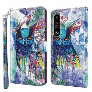 For Sony Xperia 1 III 3D Painting Pattern TPU + PU Leather Phone Case(Watercolor Owl)