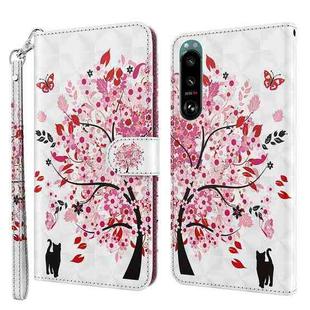 For Sony Xperia 5 II 3D Painting Pattern TPU + PU Leather Phone Case(Cat Under The Tree)