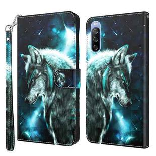 For Sony Xperia 10 II 3D Painting Pattern TPU + PU Leather Phone Case(Wolf)