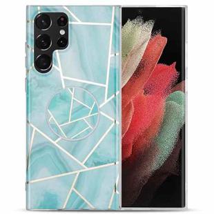 For Samsung Galaxy A33 5G IMD Marble TPU Phone Case with Folding Holder(Green)