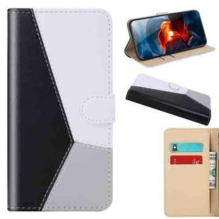 For OPPO A54 4G / A55 5G Tricolor Stitching Horizontal Flip Leather Phone Case(Black)