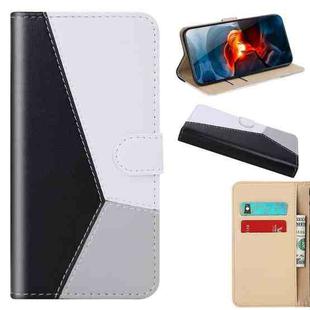For Realme C21 / C20 Tricolor Stitching Horizontal Flip Leather Phone Case(Black)