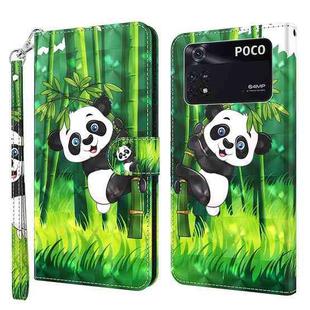 For Xiaomi Poco M4 Pro 3D Painting Pattern TPU + PU Leather Phone Case(Panda Climbing Bamboo)