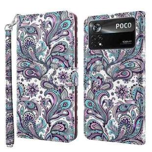 For Xiaomi Poco X4 Pro 5G 3D Painting Pattern TPU + PU Leather Phone Case(Swirl Pattern)