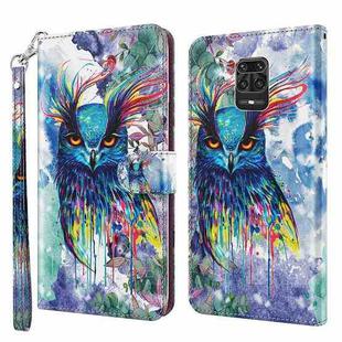 For Xiaomi Redmi Note 10 Lite 3D Painting Pattern TPU + PU Leather Phone Case(Watercolor Owl)