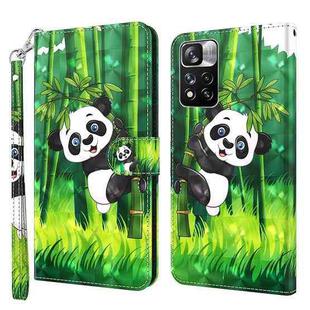 For Xiaomi Redmi Note 11 3D Painting Pattern TPU + PU Leather Phone Case(Panda Climbing Bamboo)