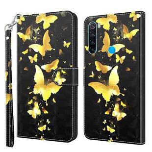 For Xiaomi Redmi Note 8 2021 3D Painting Pattern TPU + PU Leather Phone Case(Gold Butterfly)