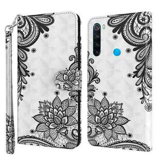 For Xiaomi Redmi Note 8 2021 3D Painting Pattern TPU + PU Leather Phone Case(Diagonal Black Flower)