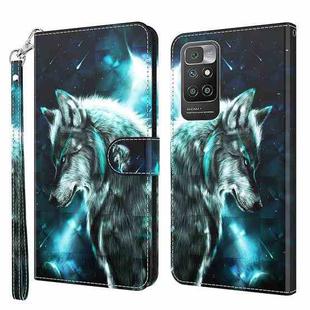 For Xiaomi Redmi 10 3D Painting Pattern TPU + PU Leather Phone Case(Wolf)